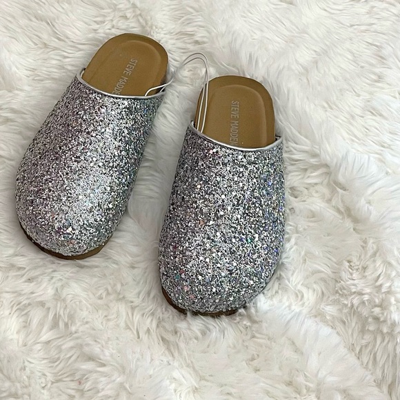 New Steve Madden kids little girl shoes sandal 1 silver glitter gift  stylish - Picture 6 of 8